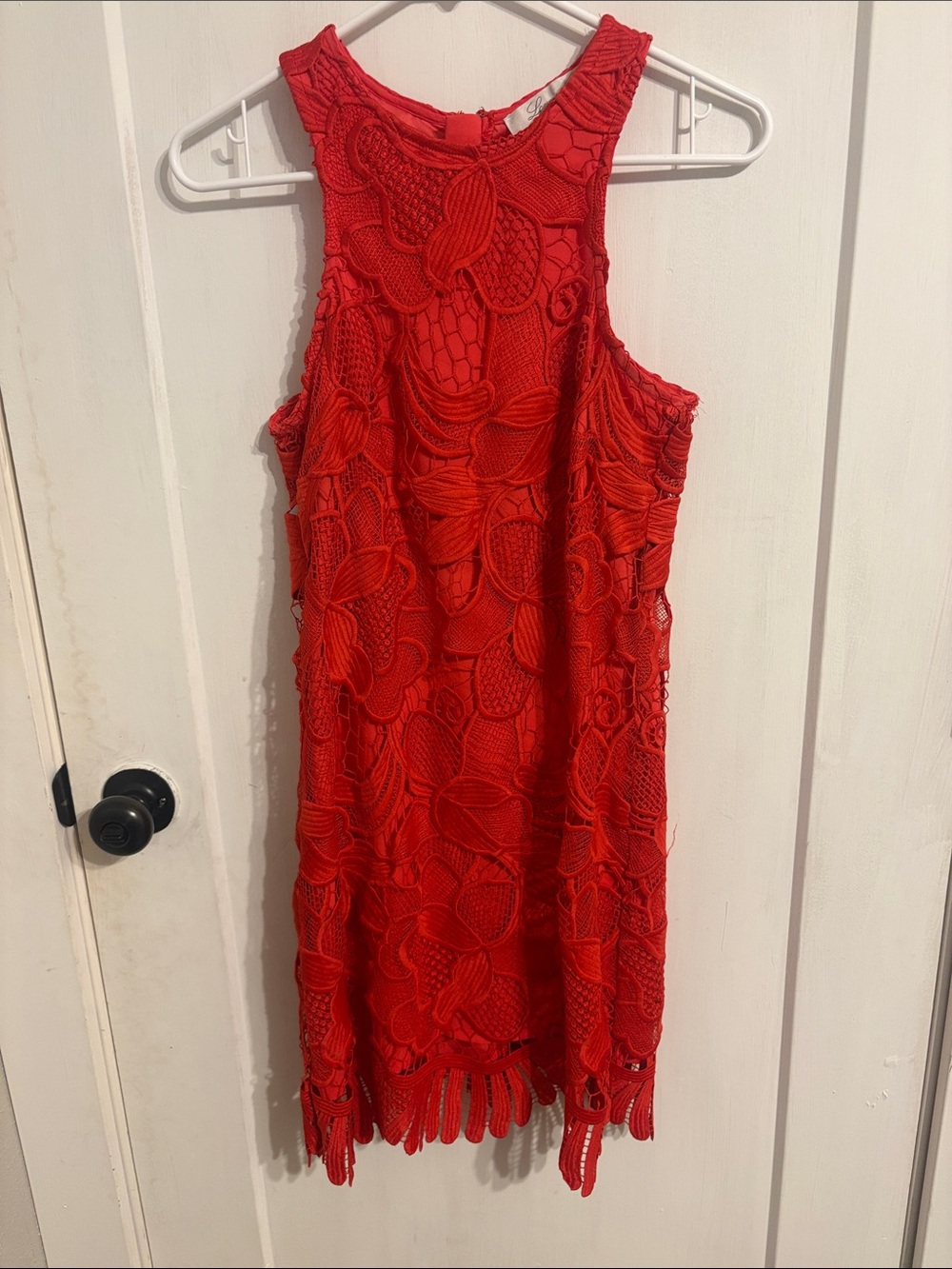 Lovers + Friends Red Crochet Mini Dress
